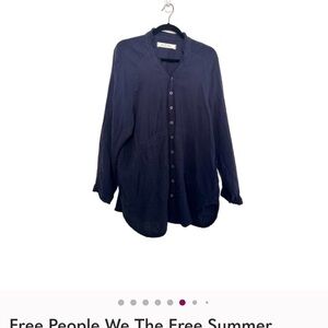 Free People We The Free Summer Daydream Cotton Gauze Oversized Top XS Blue Beach
